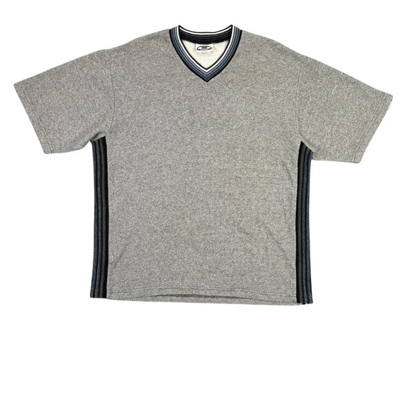 WD Sportswear Sweater Shirt Mens L Gray Short Sleeve V Neck Vintage 90s Y2K - Picture 1 of 9